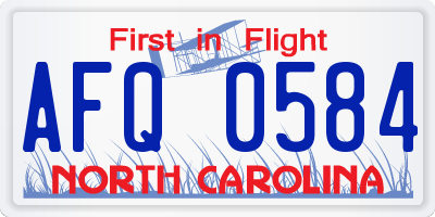 NC license plate AFQ0584
