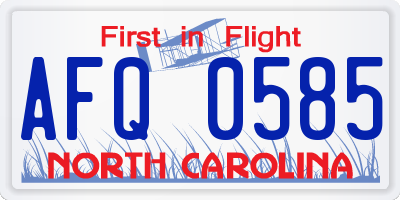 NC license plate AFQ0585