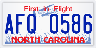 NC license plate AFQ0586