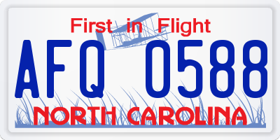 NC license plate AFQ0588