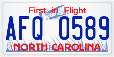 NC license plate AFQ0589