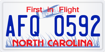 NC license plate AFQ0592
