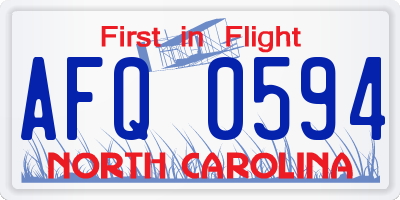NC license plate AFQ0594