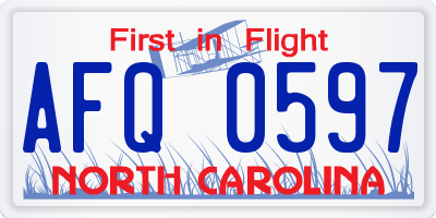 NC license plate AFQ0597