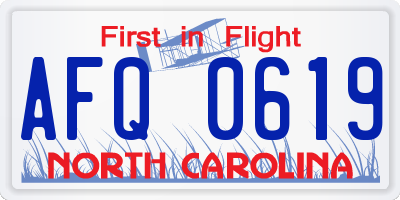 NC license plate AFQ0619