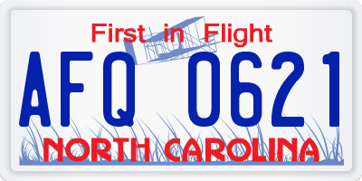 NC license plate AFQ0621