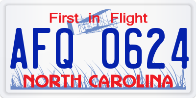 NC license plate AFQ0624