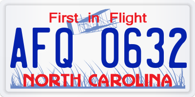 NC license plate AFQ0632