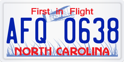 NC license plate AFQ0638