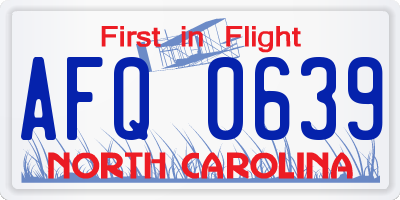 NC license plate AFQ0639
