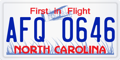 NC license plate AFQ0646