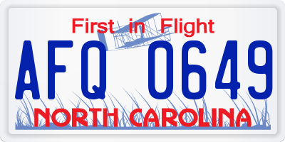 NC license plate AFQ0649