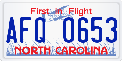 NC license plate AFQ0653