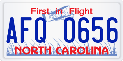 NC license plate AFQ0656