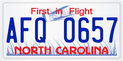 NC license plate AFQ0657