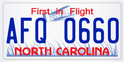 NC license plate AFQ0660