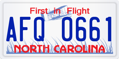 NC license plate AFQ0661