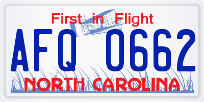 NC license plate AFQ0662