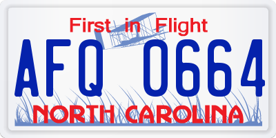 NC license plate AFQ0664