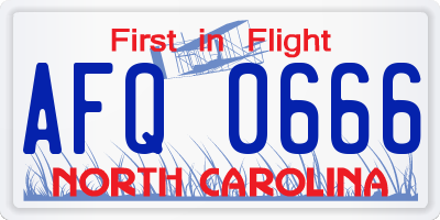 NC license plate AFQ0666