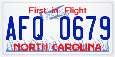 NC license plate AFQ0679