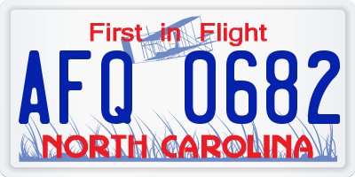 NC license plate AFQ0682