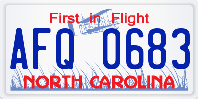NC license plate AFQ0683