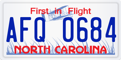NC license plate AFQ0684
