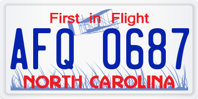NC license plate AFQ0687