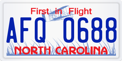 NC license plate AFQ0688