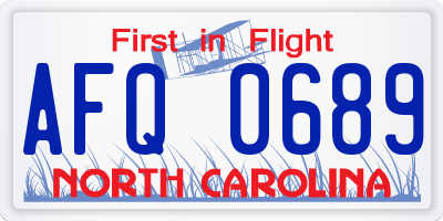 NC license plate AFQ0689