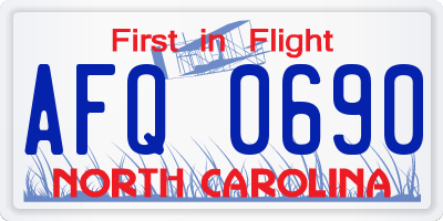NC license plate AFQ0690