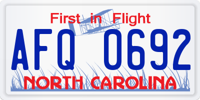 NC license plate AFQ0692