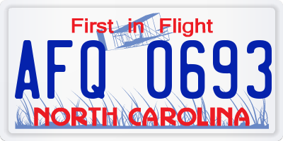 NC license plate AFQ0693