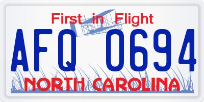 NC license plate AFQ0694