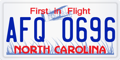 NC license plate AFQ0696