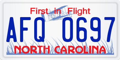 NC license plate AFQ0697