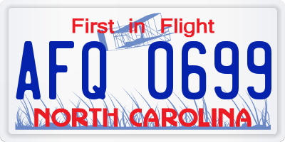 NC license plate AFQ0699