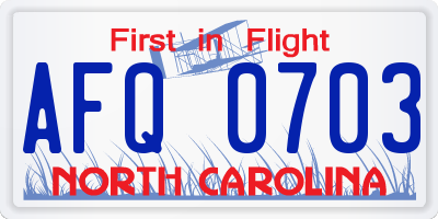NC license plate AFQ0703