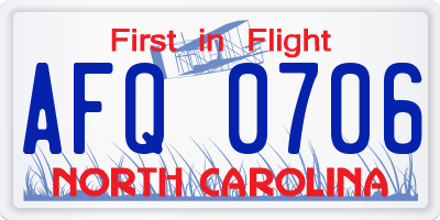 NC license plate AFQ0706