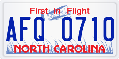 NC license plate AFQ0710