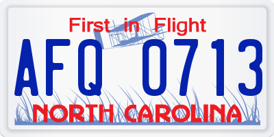 NC license plate AFQ0713