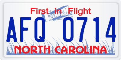 NC license plate AFQ0714