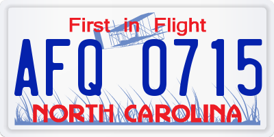 NC license plate AFQ0715