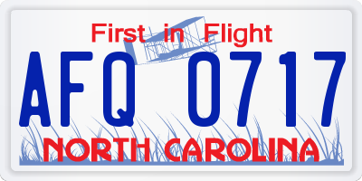 NC license plate AFQ0717