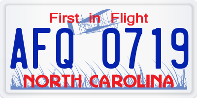 NC license plate AFQ0719
