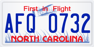 NC license plate AFQ0732