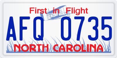 NC license plate AFQ0735