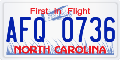 NC license plate AFQ0736
