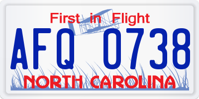 NC license plate AFQ0738
